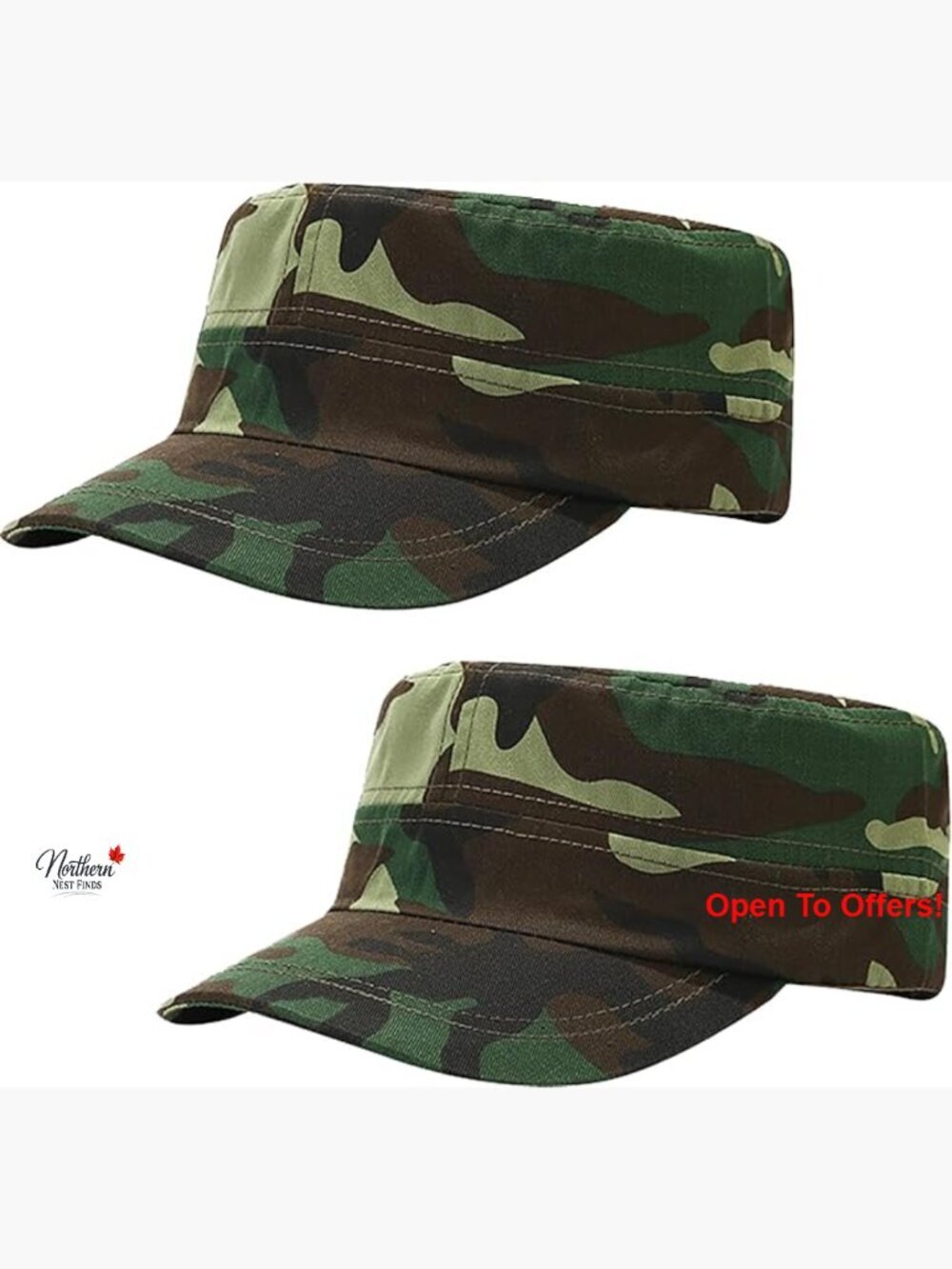 2-Pack Cotton Cadet Army Cap Military Hat Adjustable Baseball Cap
